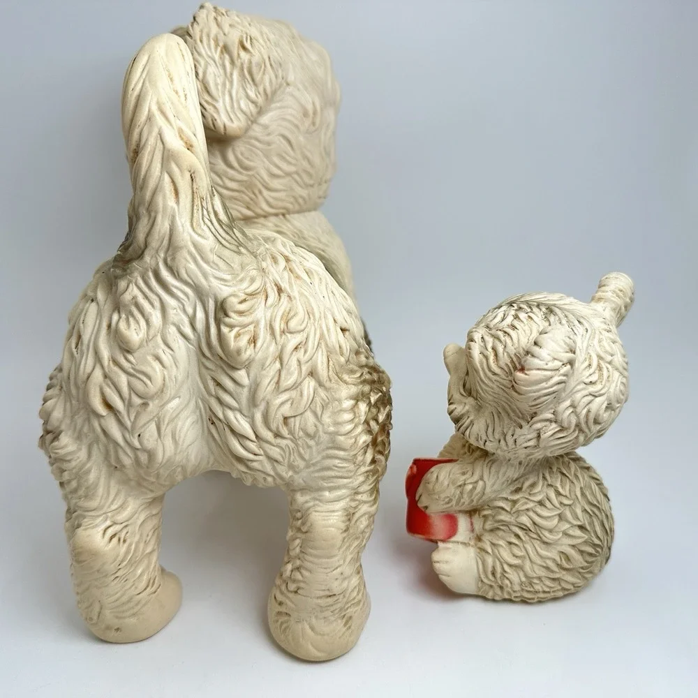 Edward Mobley Rubber Squeak Toy Set Cream Vintage Dog and Bear Cub Brookraft Toy